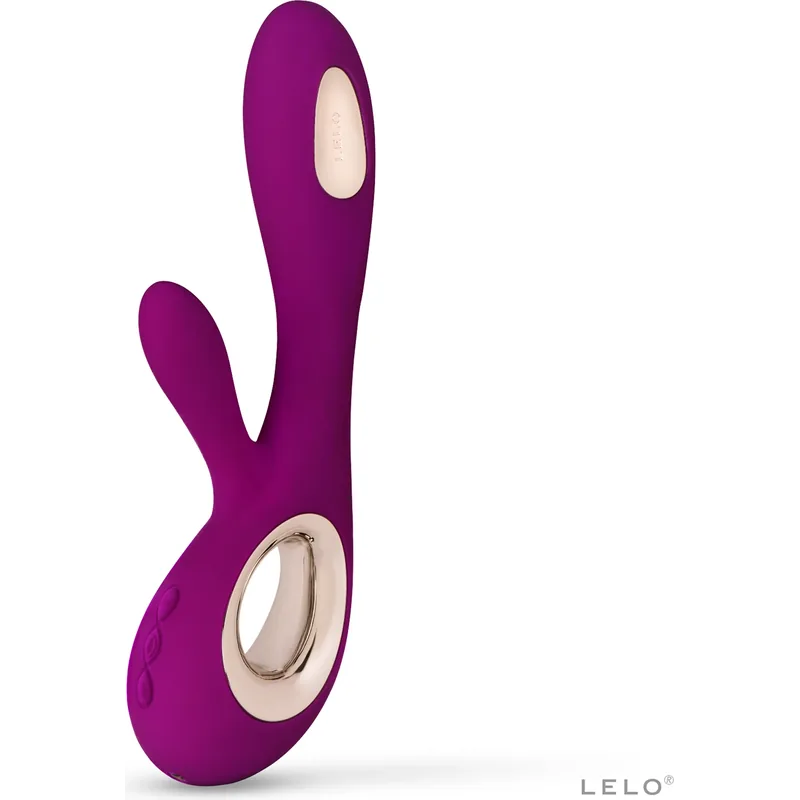 LELO SORAYA Wave, a deep rose rabbit vibrator with a curved internal arm