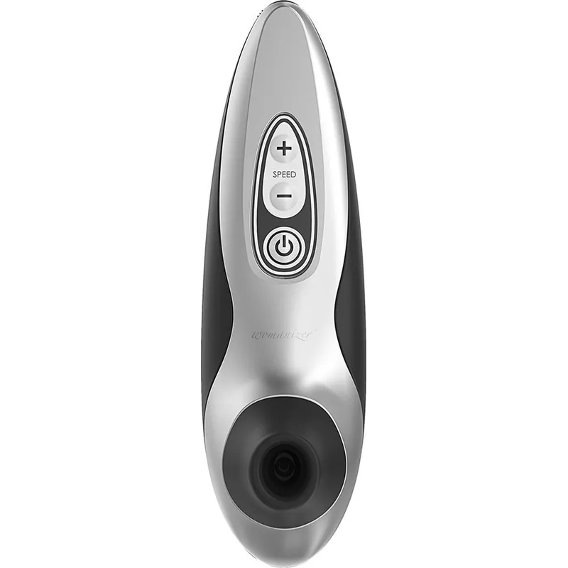 Womanizer Pro40, a black clitoral stimulator with a compact body